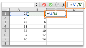 Click the second second cell in your calculation