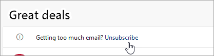 A screenshot of the Unsubscribe button