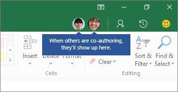 People icons, When others are co-authoring, they'll show up here