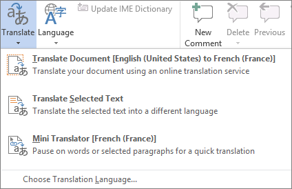 Translating a document or message
