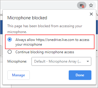 Select the option to always allow access.