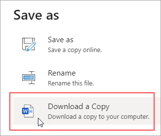 save as - download a copy