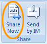 Share an open document from the Office Review tab