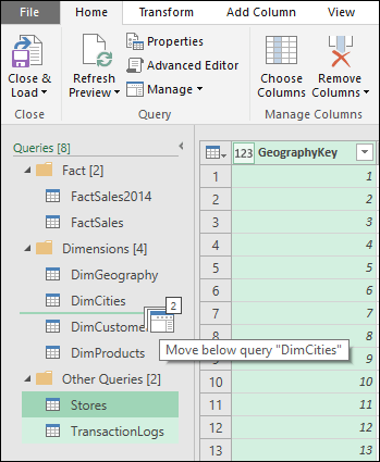 Power Query - Reorder Queries and Query Groups inside Query Editor via drag and drop gestures