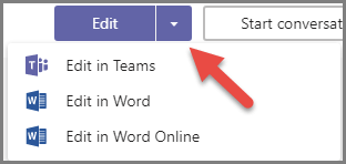 The edit button with the choices expanded and an arrow pointing at the drop-down button