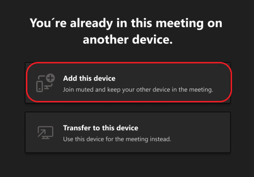 Join a Teams meeting on a second device