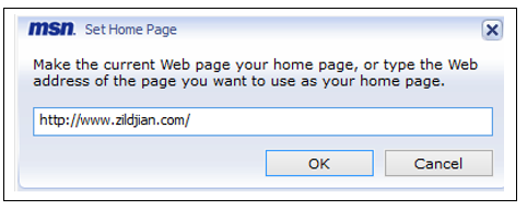 MSN Set Home Page dialog box