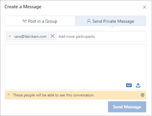 Add an external participant to a private message