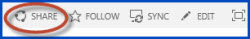 Screenshot of the Site control buttons on a Team site. The Share button is circled