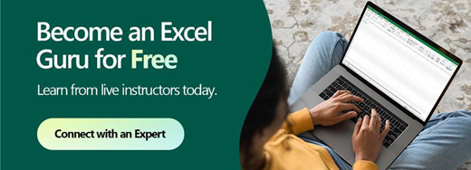 Become an Excel guru for free with button to sign up for free lessons