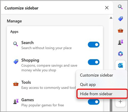 Remove Outlook from the Microsoft Edge Sidebar.