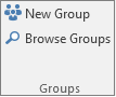 New Group and Browse Groups buttons on the ribbon