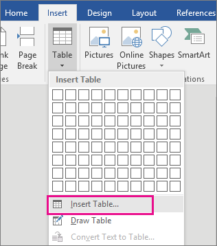 Insert a table in Word - Word