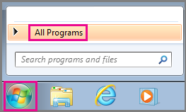 Потърсете офис приложения, използвайки всички програми в Windows 7