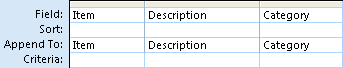 An append query with matching fields