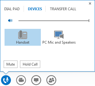 Screenshot of audio call controls