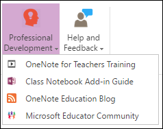 Screenshot of available buttons in the Professional Development tab