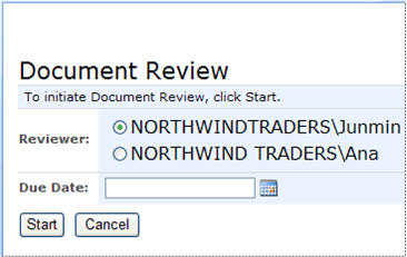 Initiation form with Reviewer and Due Date fields added