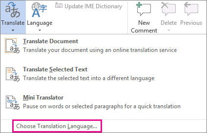 Choose Translation Language