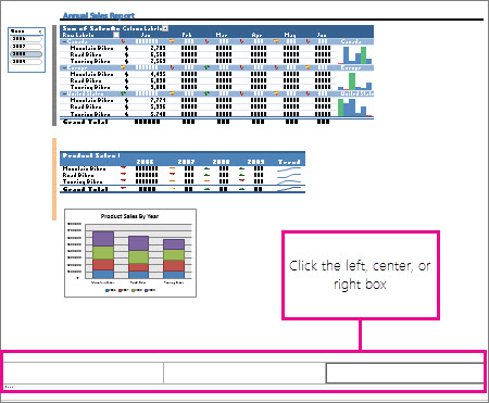 Left, right, and center footer boxes