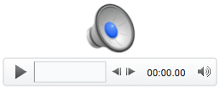 أيقونة الصوت وعناصر التحكم في التشغيل في PowerPoint لـ Mac 2011