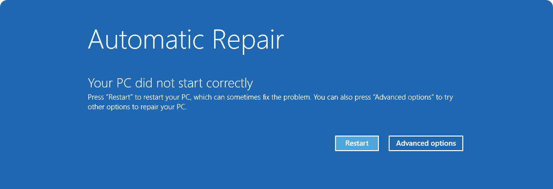 Screenshot of automatic repair option.