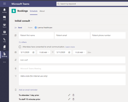 Create a booking in the Bookings app in Microsoft Teams