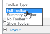 Select a toolbar type