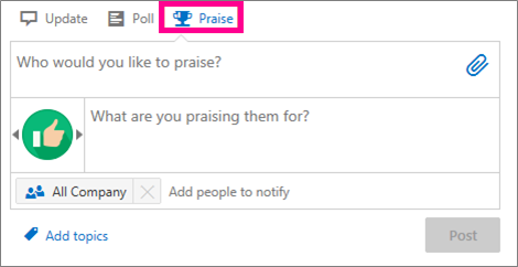 The Praise dialog box