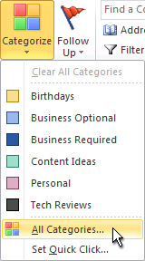 how to creat two new categories for tasks in outlook