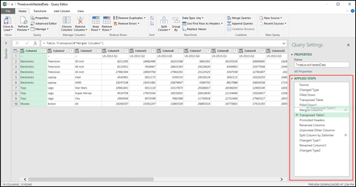 Excel Power BI Drag and Drop gesture Query Step reordering