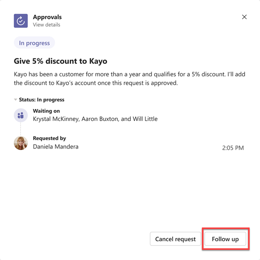 Microsoft Teams approval details