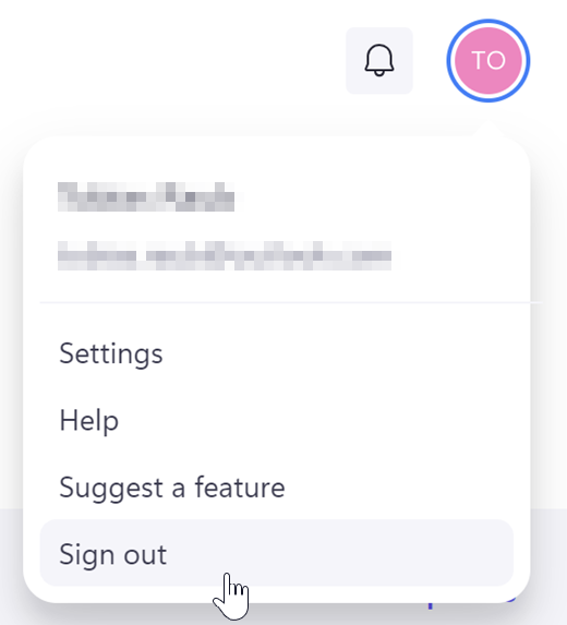 Log out of your Clipchamp account by selecting Sign out in the menu