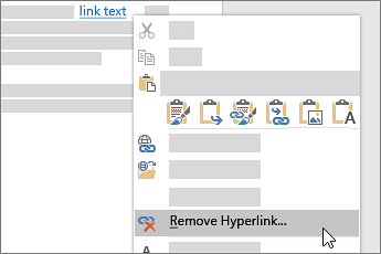Remove hyperlink