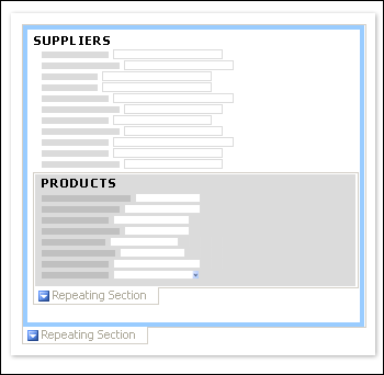 Products section nested in Suppliers section
