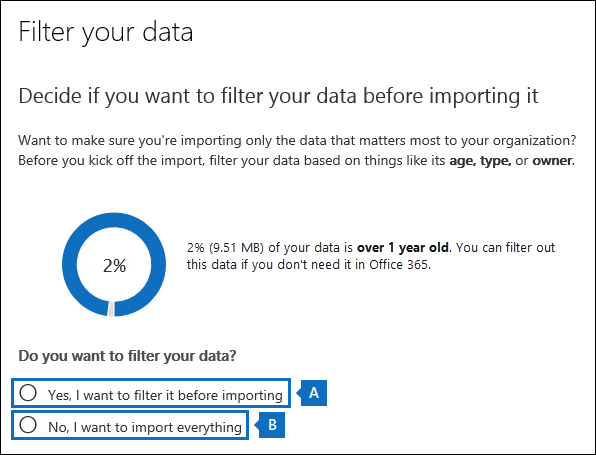 You can trim the data in the PST files or import all of it