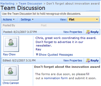 Team Discussion Board