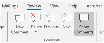 Show comments in Word