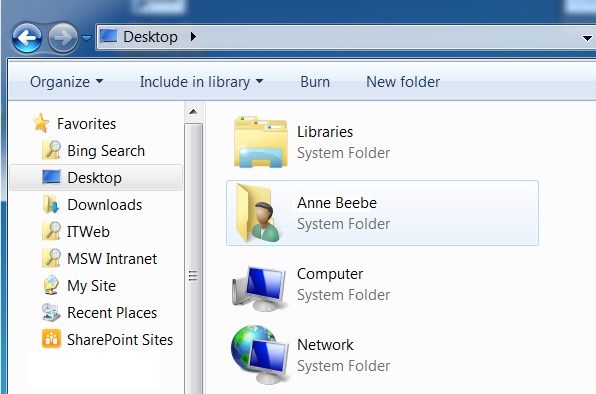 Desktop folder in Windows 7