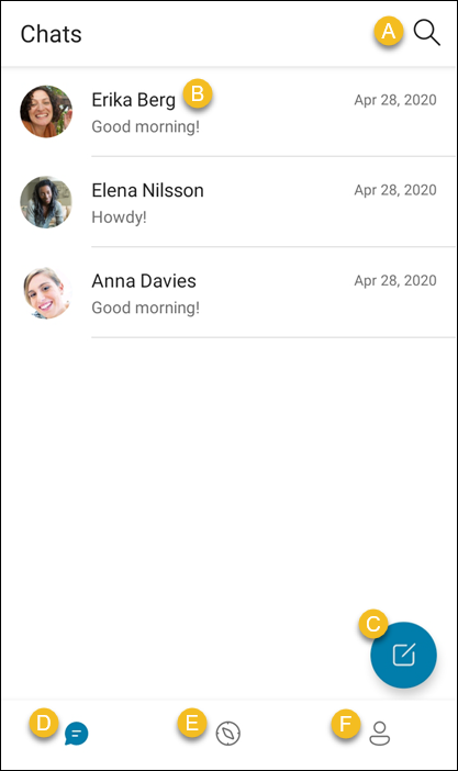 An overview of the GroupMe options on Android