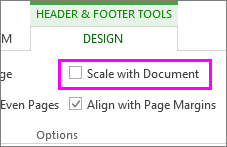 the scale with document option on the Design tab