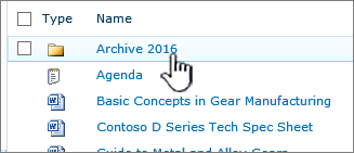 SharePoint 2010 document library with folder highlighted