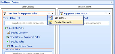 Screenshot of the Create Connections menu option