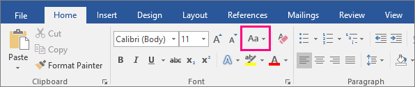 change case of text in word for mac