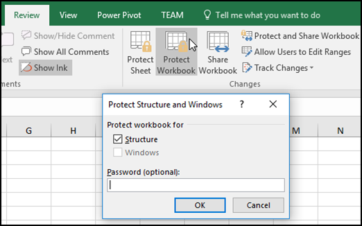 Protect Structure and Windows dialog box