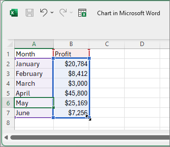 Edit the chart in the worksheet