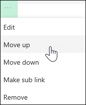 Move a link up or down in the left-hand menu