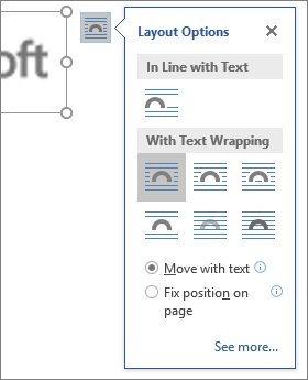 Click layout options to choose how text will flow around your inserted image.