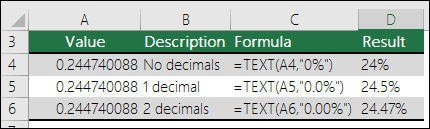 Format codes for Percent
