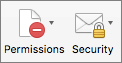 Security and permissions buttons in Outlook 2016